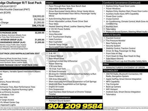 Used 2018 Dodge Challenger R/T Scat Pack w/ Dynamics Package RWD image 2