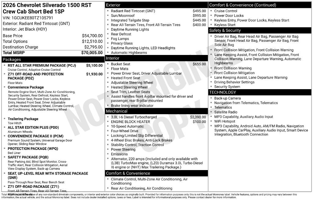 Used 2026 Chevrolet Silverado 1500 RST w/ RST All Star Premium Package AWD/4WD image 48