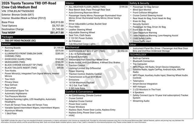 New 2026 Toyota Tacoma TRD Off-Road AWD/4WD image 6
