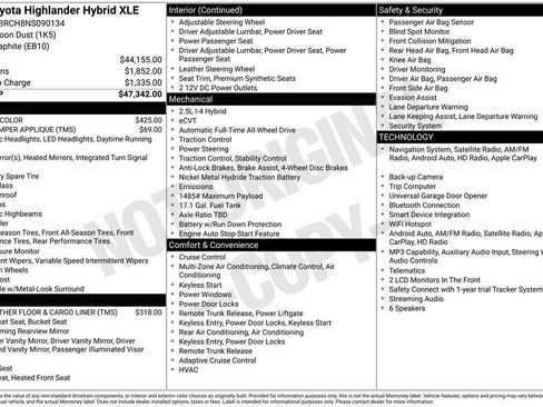 Used 2022 Toyota Highlander XLE AWD/4WD image 38