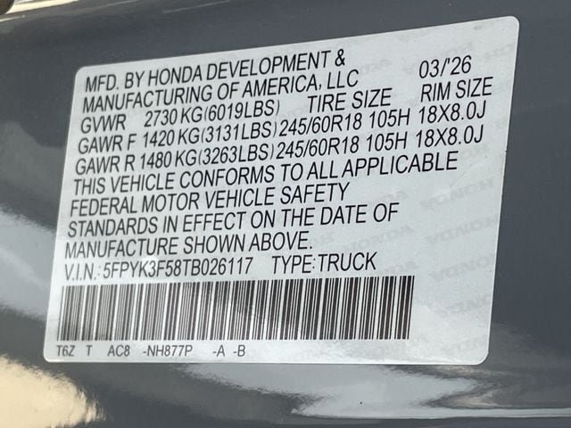 New 2026 Honda Ridgeline RTL image 26