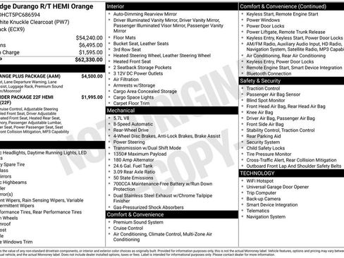 Used 2023 Dodge Durango R/T w/ Hemi Orange Plus Package RWD image 5