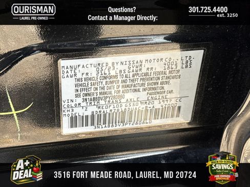 Used 2023 Nissan Sentra SR w/ Midnight Edition Package FWD image 28