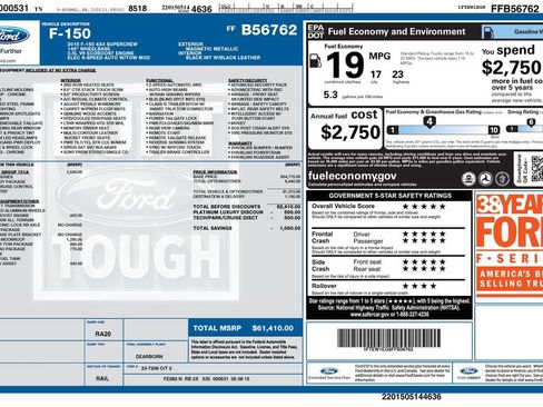 Used 2015 Ford F150 Platinum w/ Equipment Group 701A Luxury image 26