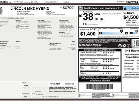 Used 2014 Lincoln MKZ Hybrid FWD image 3