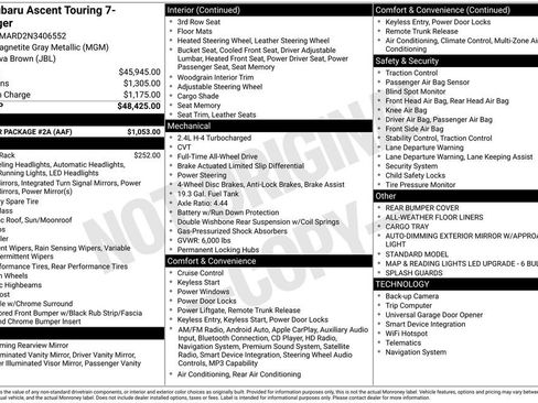 Used 2022 Subaru Ascent Touring w/ Popular Package #2A image 38