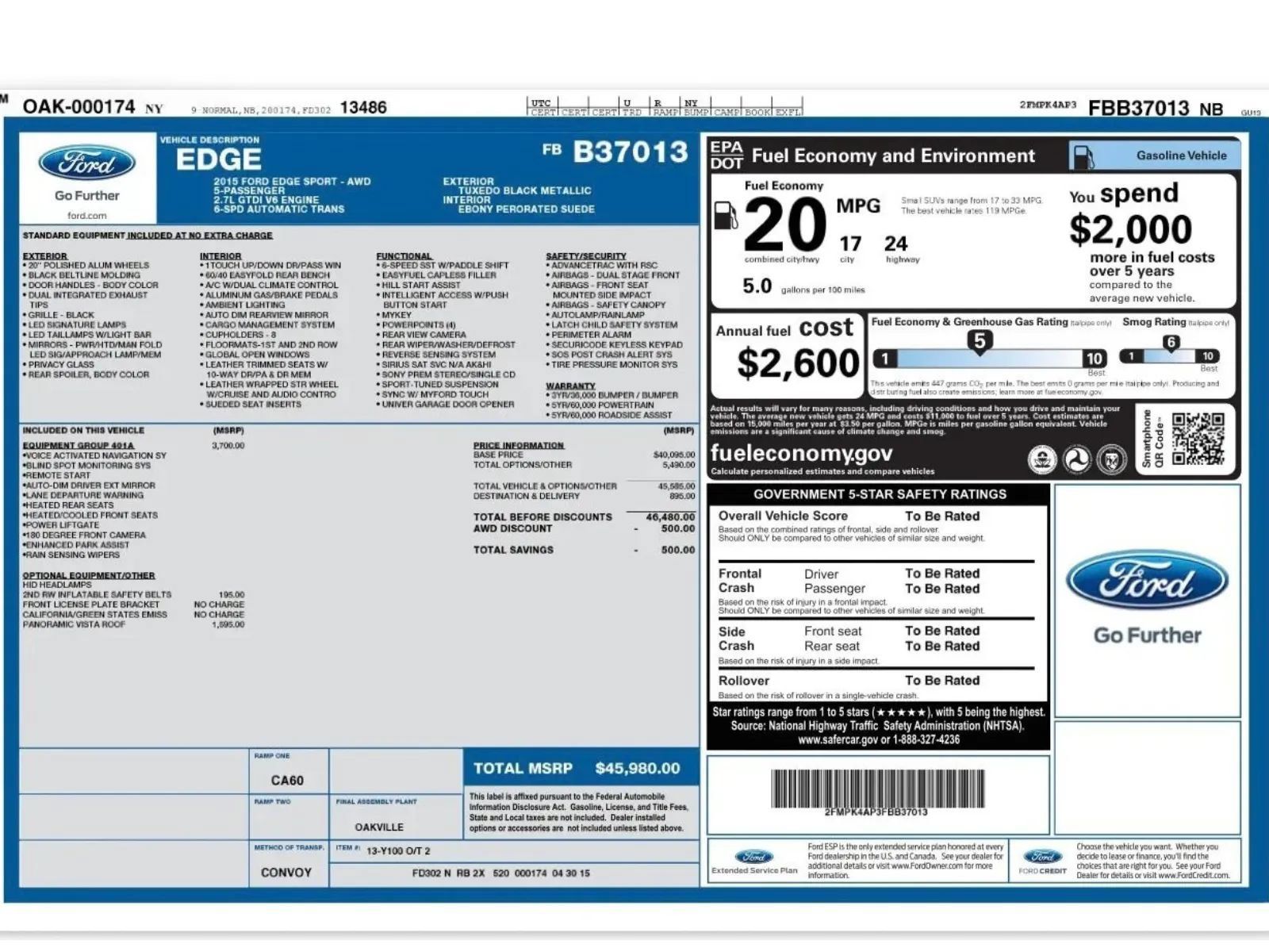 Used 2015 Ford Edge Sport w/ Equipment Group 401A AWD/4WD image 25