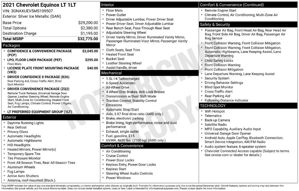 Used 2021 Chevrolet Equinox LT AWD/4WD image 22