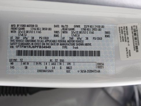 Certified 2023 Ford F150 Raptor w/ Equipment Group 802A Raptor R image 26