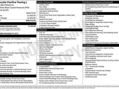 Used 2023 Chrysler Pacifica Touring-L w/ S Appearance Package AWD/4WD image 29
