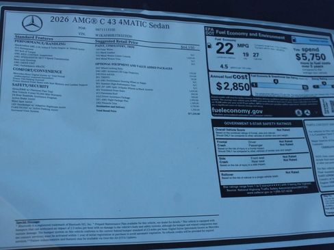 New 2026 Mercedes-Benz C 43 AMG 4MATIC Sedan image 36