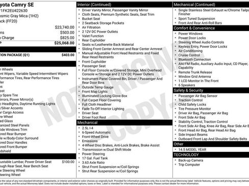 Used 2014 Toyota Camry SE w/ Protection Package FWD image 2