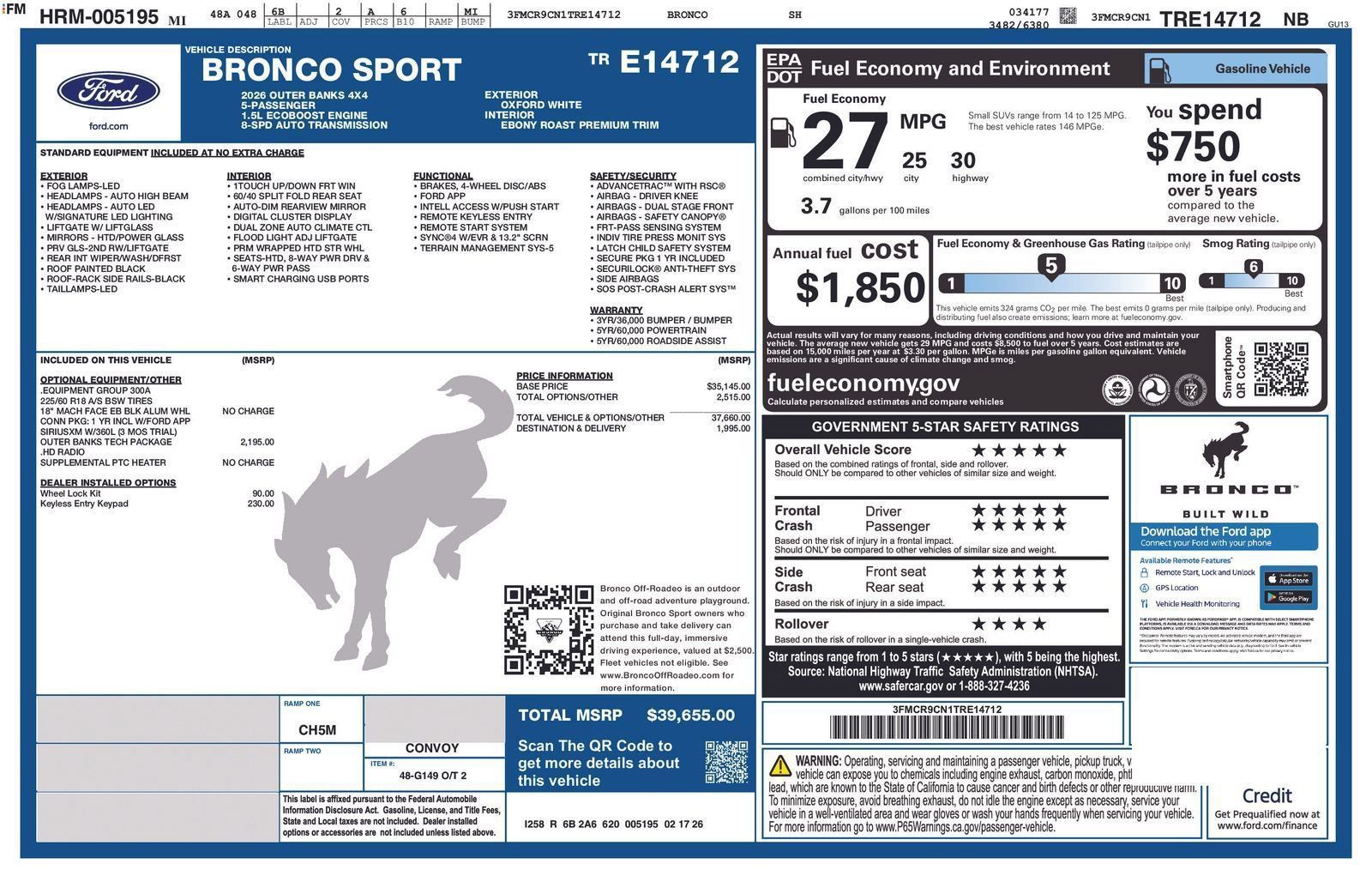 New 2026 Ford Bronco Sport Outer Banks w/ Outer Banks Tech Package+ AWD/4WD image 6