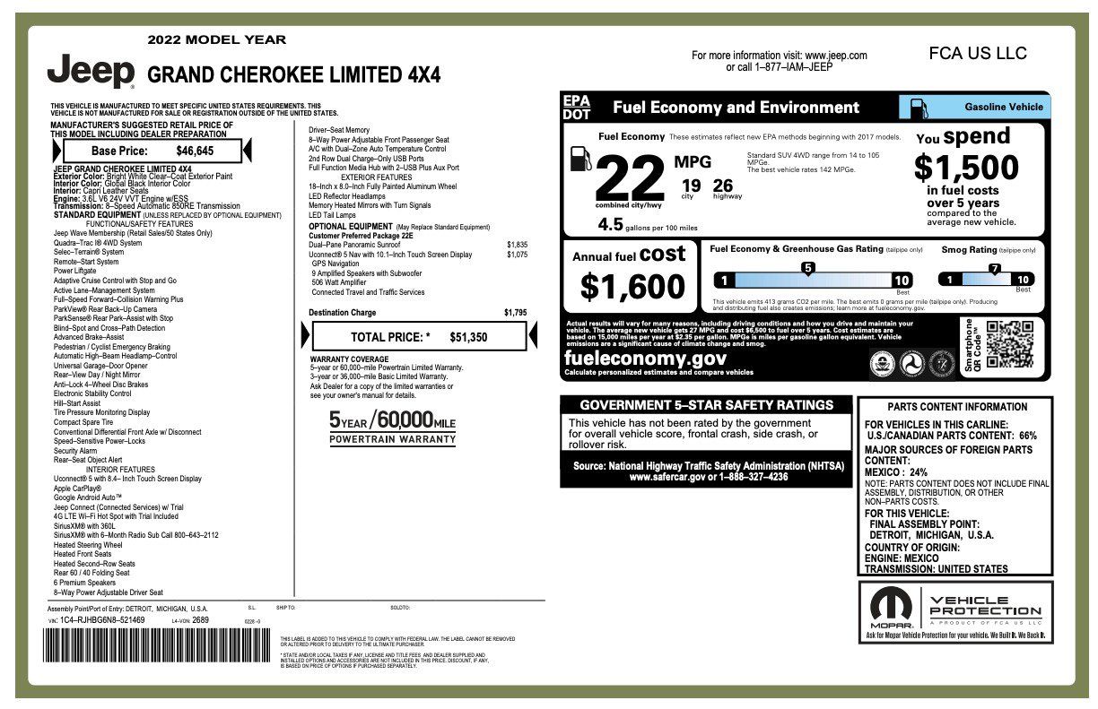 Used 2022 Jeep Grand Cherokee Limited AWD/4WD image 80