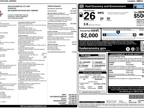 Used 2025 Mitsubishi Outlander SEL AWD/4WD image 24