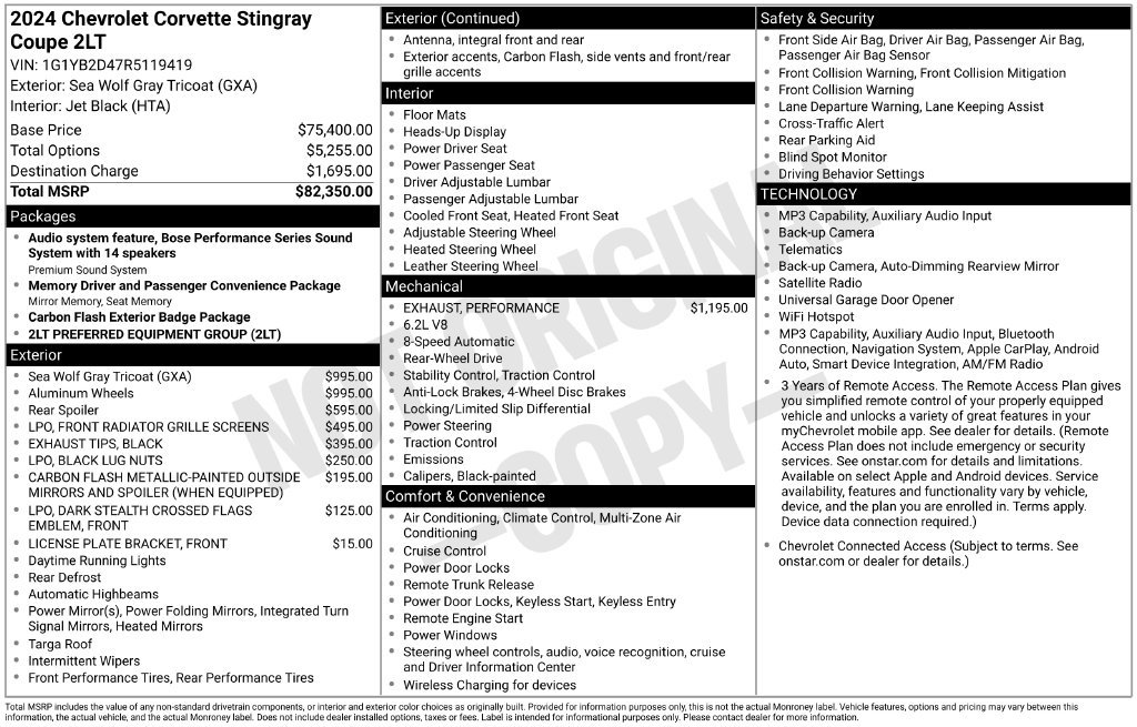 Used 2024 Chevrolet Corvette Stingray Preferred Cpe w/ 2LT RWD image 25