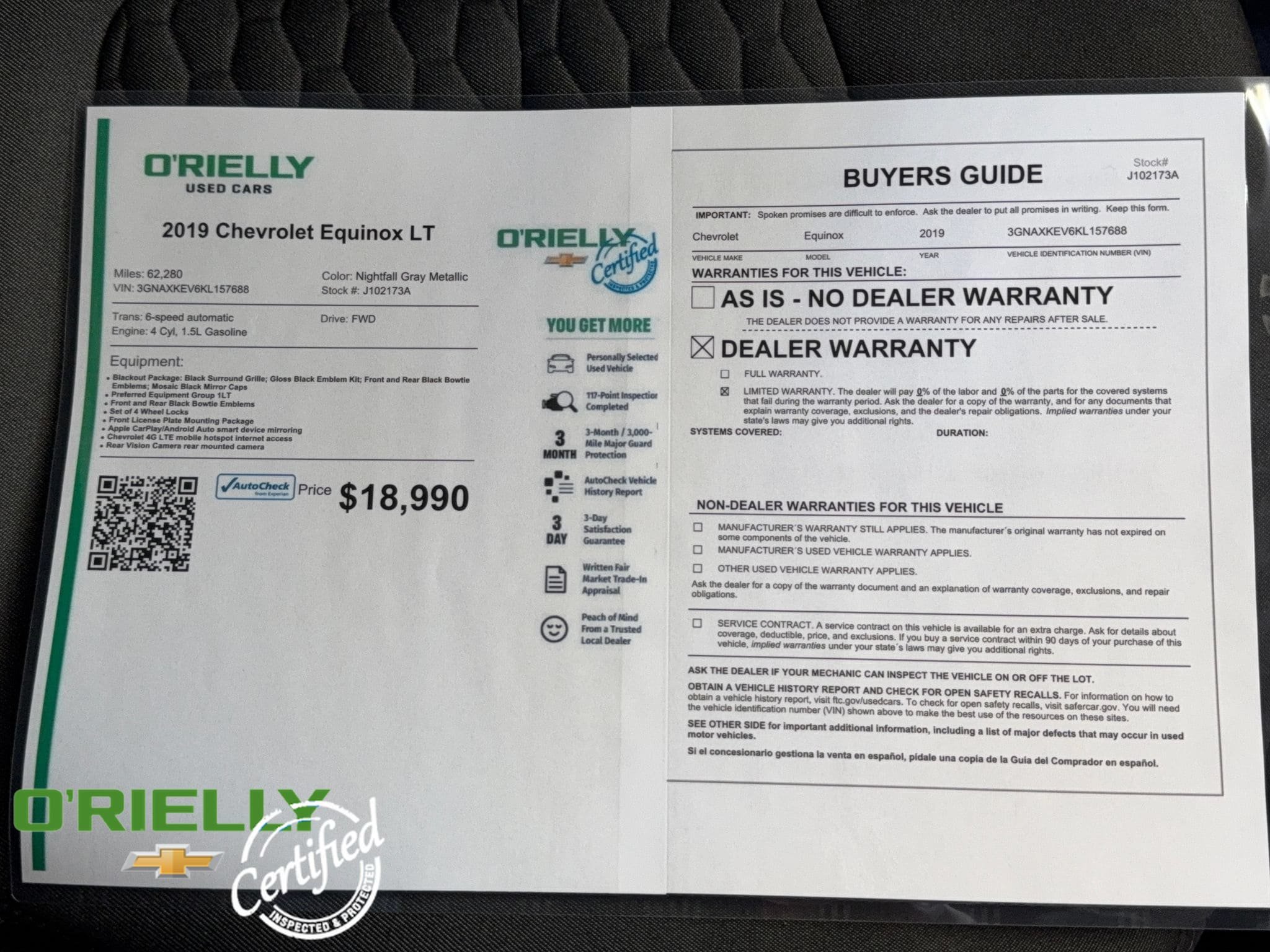 Used 2019 Chevrolet Equinox LT w/ LPO, Blackout Package FWD image 35