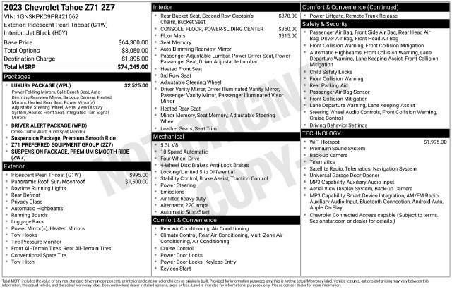 Certified 2023 Chevrolet Tahoe Z71 w/ Luxury Package AWD/4WD image 9