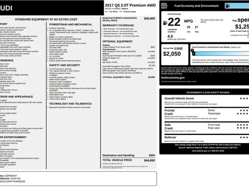 Used 2017 Audi Q5 2.0T Premium w/ Audi MMI Navigation Plus AWD/4WD image 65