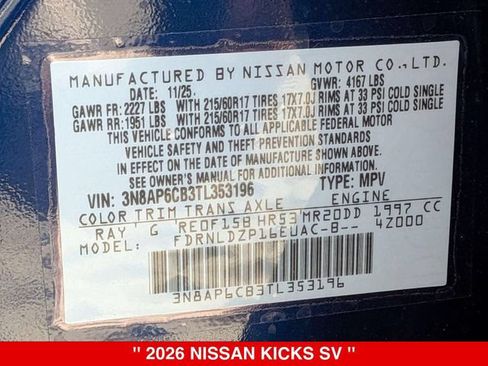 Certified 2026 Nissan Kicks SV w/ SV Premium Package AWD/4WD image 40