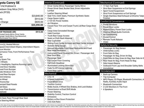 Used 2015 Toyota Camry SE w/ Moonroof Package FWD image 30