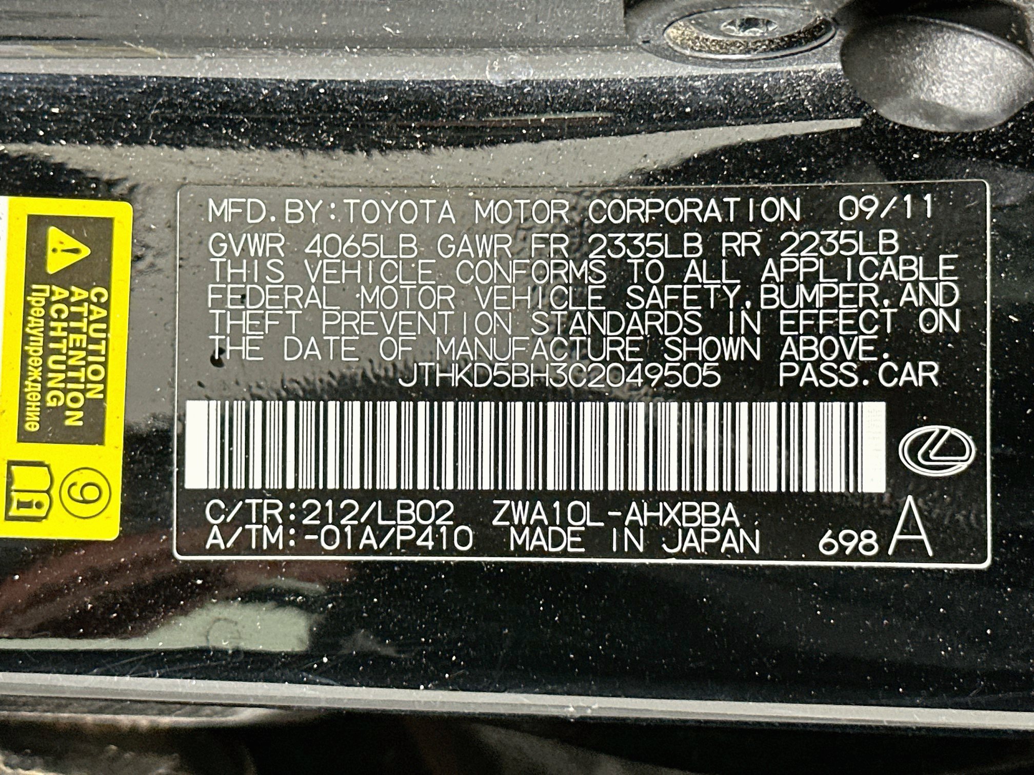 Used 2012 Lexus CT 200h Premium w/ Premium Audio Pkg FWD image 12