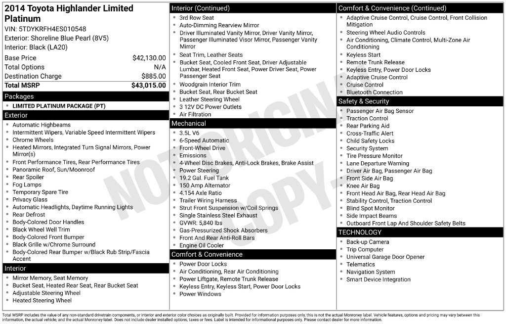 Used 2014 Toyota Highlander Limited Platinum FWD image 42