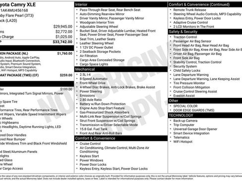 Used 2021 Toyota Camry XLE w/ Navigation Package FWD image 2
