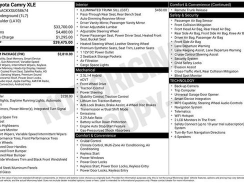 Used 2025 Toyota Camry XLE w/ Premium Package FWD image 65