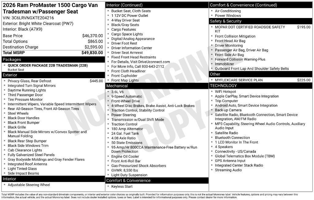 Used 2026 RAM ProMaster 1500 FWD image 2