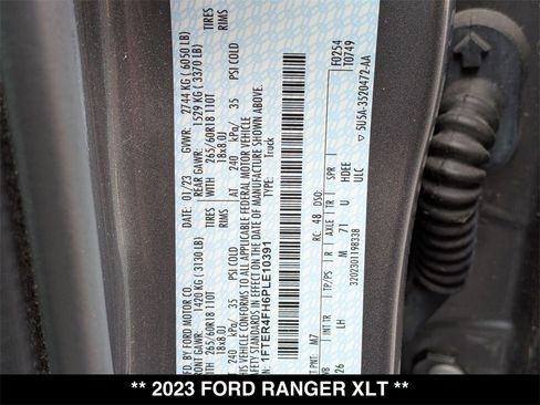 Used 2023 Ford Ranger XLT w/ Equipment Group 302A High image 27