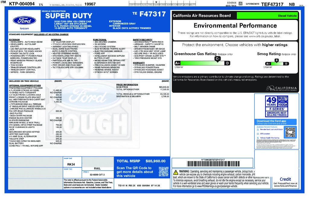 New 2026 Ford F250 Lariat w/ Chrome Package AWD/4WD image 4