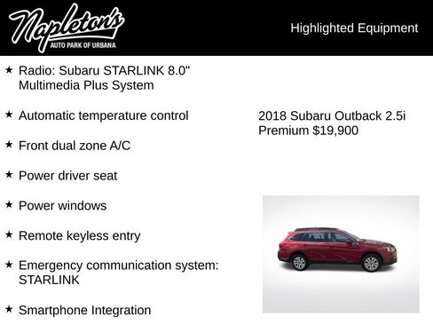 Used 2018 Subaru Outback 2.5i Premium AWD/4WD image 3