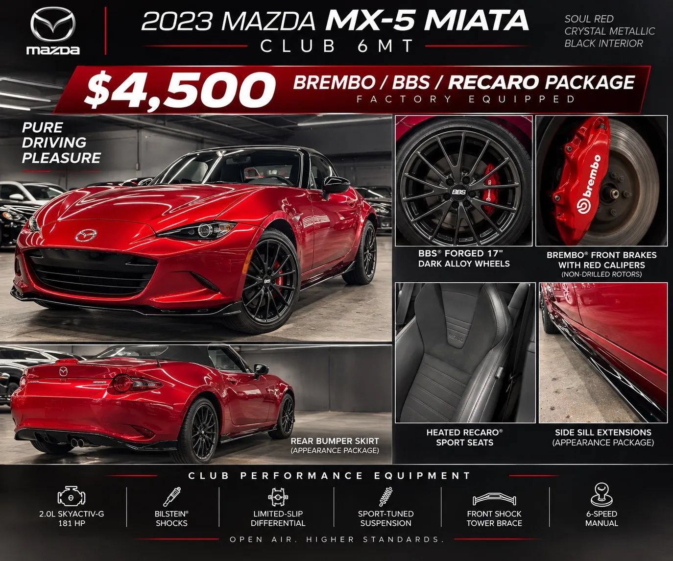 Used 2023 MAZDA MX-5 Miata Club w/ Brembo/BBS Recaro Package RWD image 2
