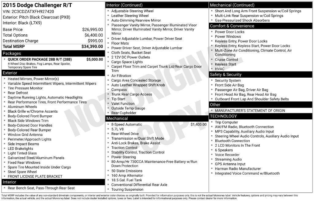 Used 2015 Dodge Challenger R/T w/ Quick Order Package 28B R/T RWD image 3