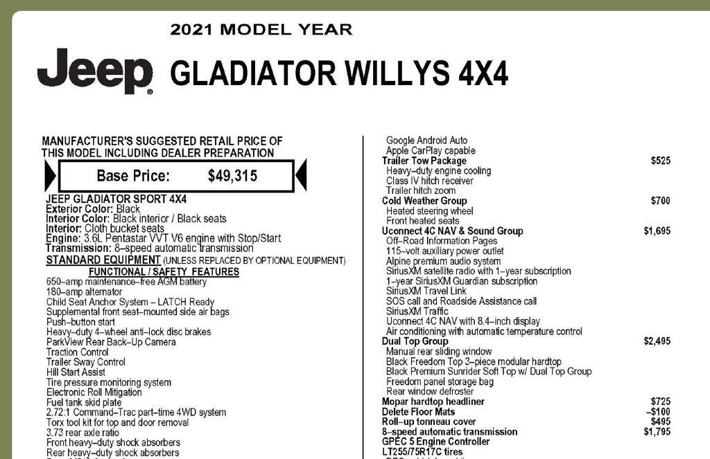 Used 2021 Jeep Gladiator Sport AWD/4WD image 3
