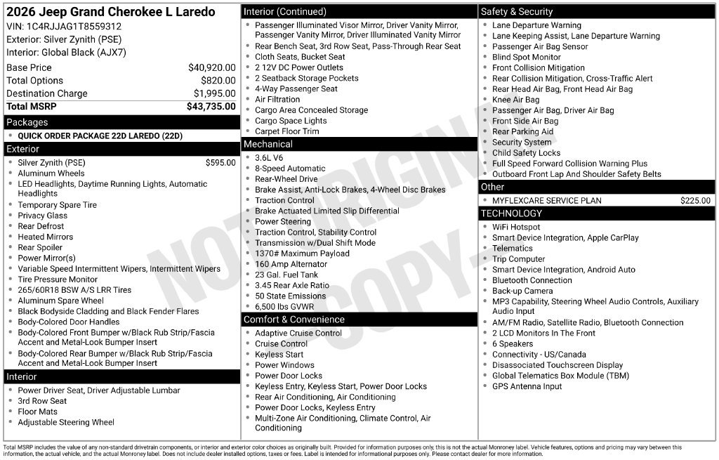 Used 2026 Jeep Grand Cherokee L Laredo RWD image 8