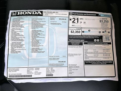 New 2026 Honda Ridgeline RTL image 22