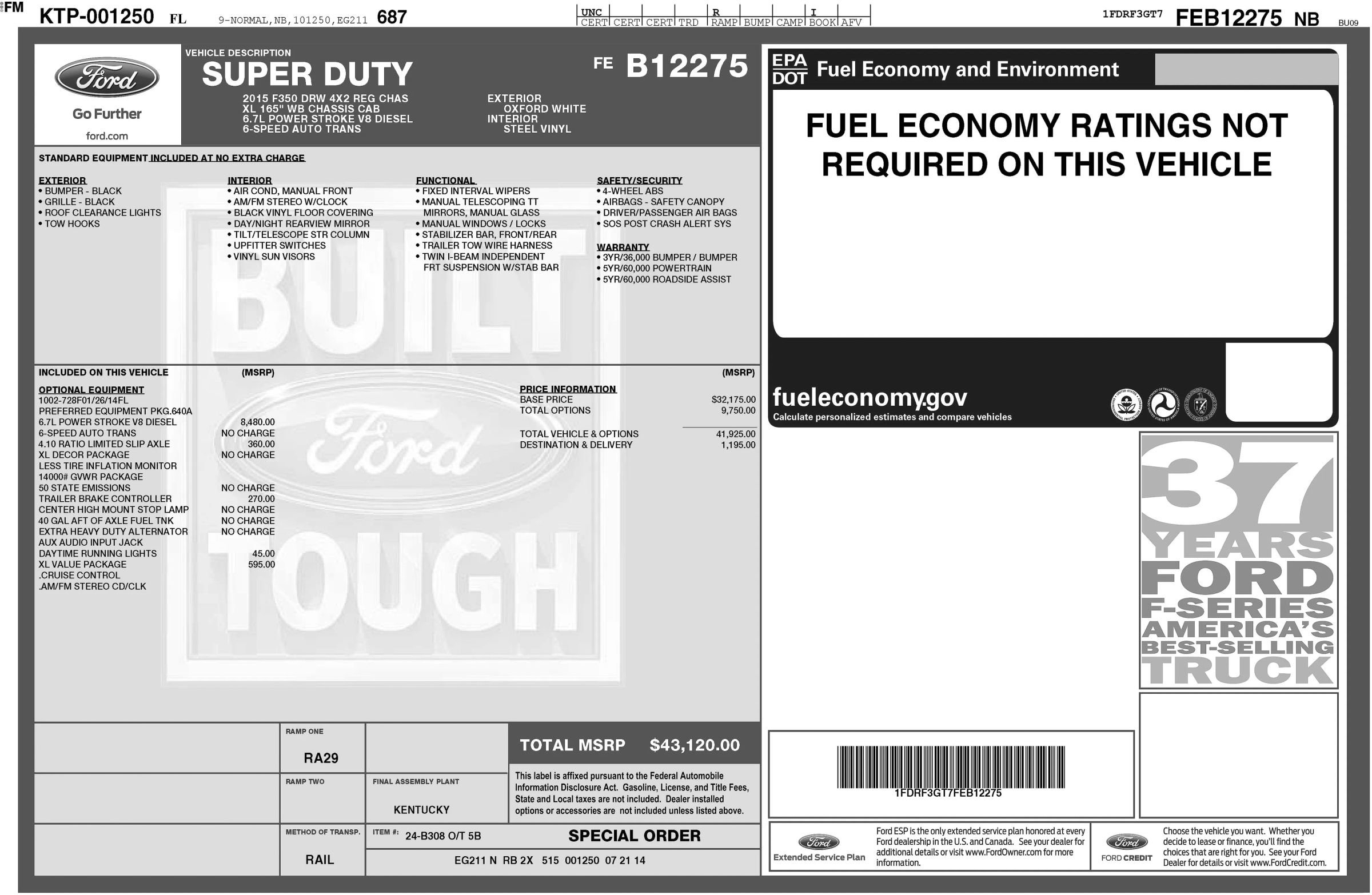 Used 2015 Ford F350 XL w/ XL Value Package RWD image 15