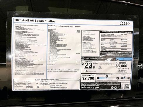 New 2026 Audi A6 Prestige image 16