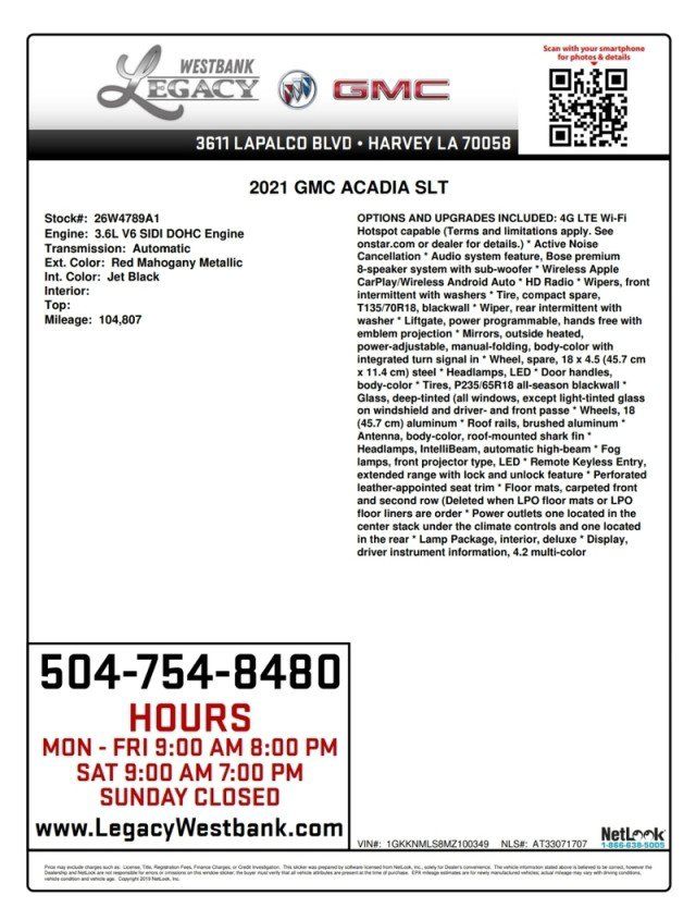 Used 2021 GMC Acadia SLT w/ Elevation Edition FWD image 31
