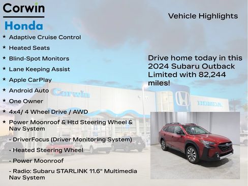 Used 2024 Subaru Outback Limited w/ Popular Package #2 AWD/4WD image 6