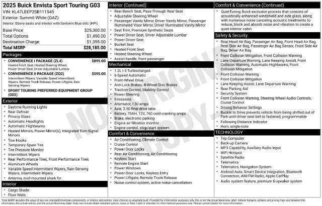 Used 2025 Buick Envista Sport Touring w/ Convenience I Package FWD image 6