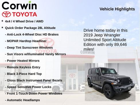 Used 2019 Jeep Wrangler Unlimited Sport image 7