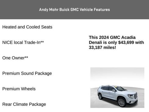 Used 2024 GMC Acadia Denali w/ LPO, Floor Liner Package FWD image 8