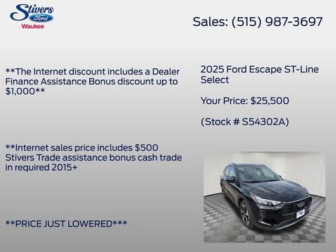 Certified 2025 Ford Escape ST-Line Select w/ Tech Pack #2 image 7