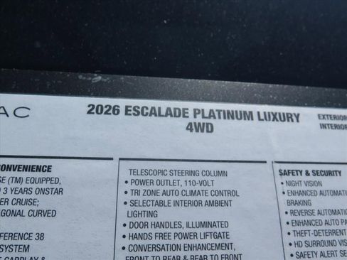 New 2026 Cadillac Escalade Platinum Luxury AWD/4WD image 9
