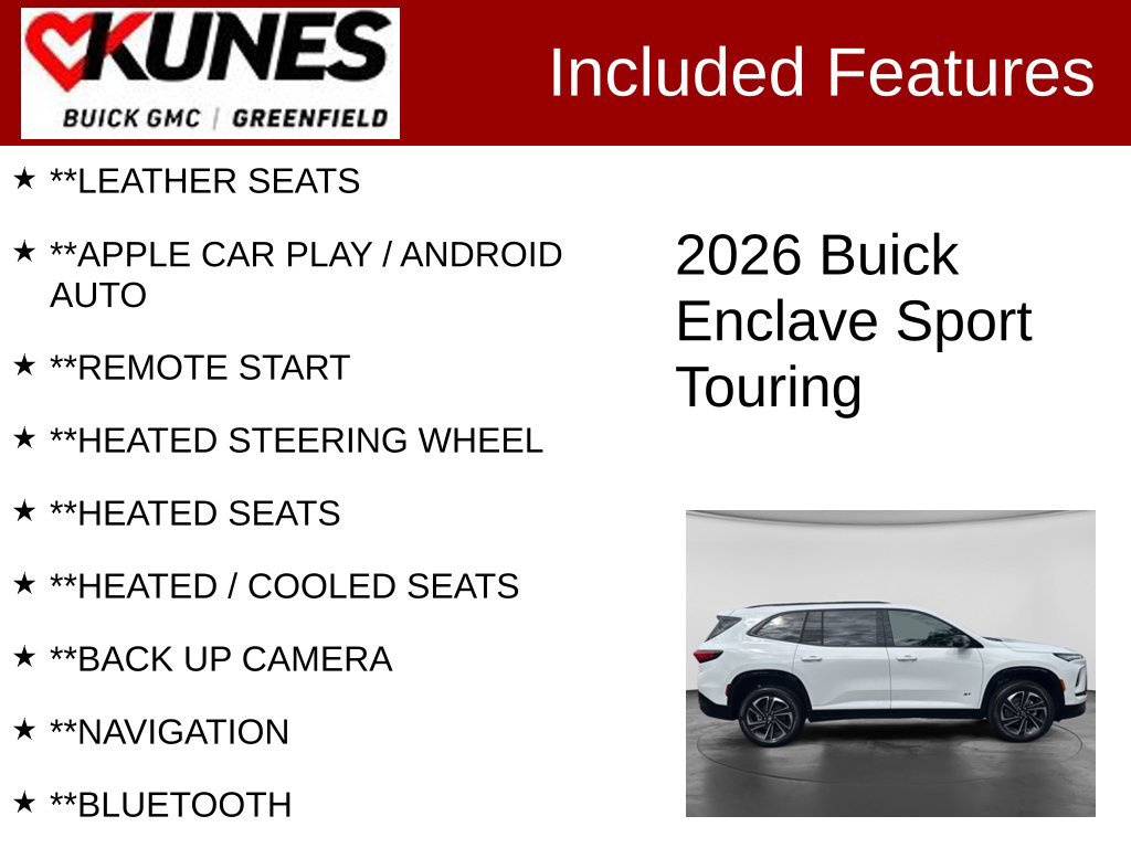 Used 2026 Buick Enclave Sport Touring w/ LPO, Floor Liner Package AWD/4WD image 2
