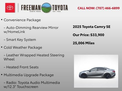 Used 2025 Toyota Camry SE w/ Multimedia Upgrade Package FWD image 5
