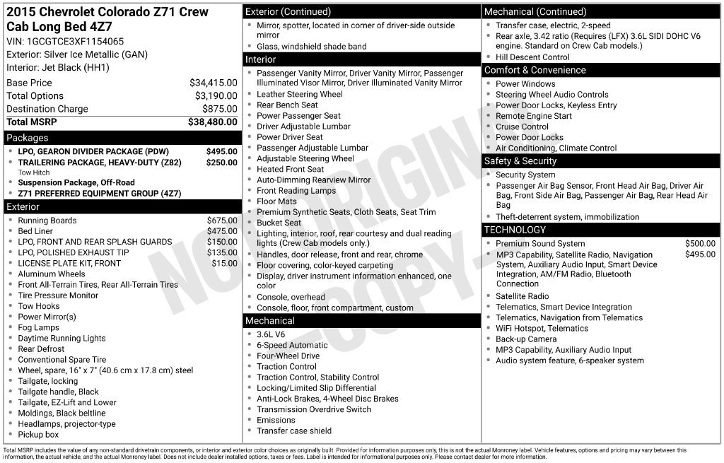 Used 2015 Chevrolet Colorado Z71 w/ LPO, Gearon Divider Package AWD/4WD image 24